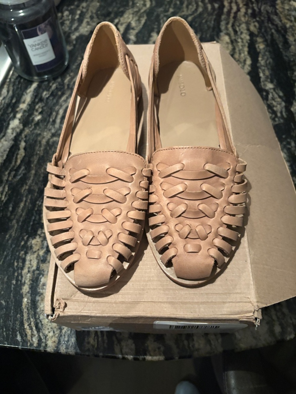 Nisolo Woven Leather Huarache Flats in Tan